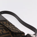 FENDI Zucca Canvas Mamma Baguette Shoulder Bag Black Brown Auth 206109V-14