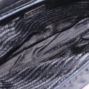 PRADA Metal Handle Hand Bag Nylon Black Silver Auth 206110A-11
