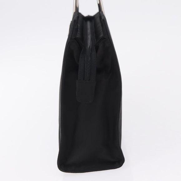 PRADA Metal Handle Hand Bag Nylon Black Silver Auth 206110A