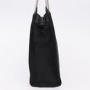 PRADA Metal Handle Hand Bag Nylon Black Silver Auth 206110A-4