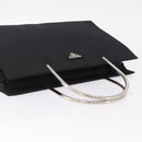 PRADA Metal Handle Hand Bag Nylon Black Silver Auth 206110A-6