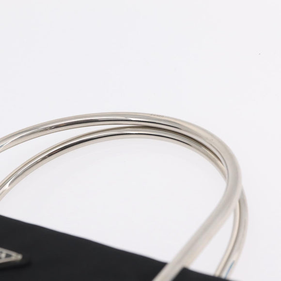 PRADA Metal Handle Hand Bag Nylon Black Silver Auth 206110A