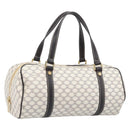 CELINE Macadam Canvas Boston Bag PVC Leather White Gold Auth 206111V-1