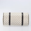 CELINE Macadam Canvas Boston Bag PVC Leather White Gold Auth 206111V-5