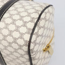 CELINE Macadam Canvas Boston Bag PVC Leather White Gold Auth 206111V-17