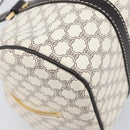 CELINE Macadam Canvas Boston Bag PVC Leather White Gold Auth 206111V-18