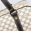 CELINE Macadam Canvas Boston Bag PVC Leather White Gold Auth 206111V-19
