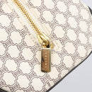 CELINE Macadam Canvas Boston Bag PVC Leather White Gold Auth 206111V-20