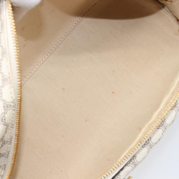 CELINE Macadam Canvas Boston Bag PVC Leather White Gold Auth 206111V