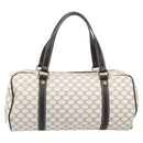 CELINE Macadam Canvas Boston Bag PVC Leather White Gold Auth 206111V-13