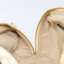 CELINE Macadam Canvas Boston Bag PVC Leather White Gold Auth 206111V-23