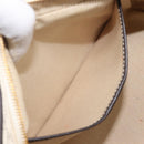 CELINE Macadam Canvas Boston Bag PVC Leather White Gold Auth 206111V-24
