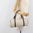 CELINE Macadam Canvas Boston Bag PVC Leather White Gold Auth 206111V-25