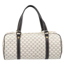 CELINE Macadam Canvas Boston Bag PVC Leather White Gold Auth 206111V-2