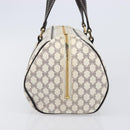 CELINE Macadam Canvas Boston Bag PVC Leather White Gold Auth 206111V-3