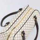 CELINE Macadam Canvas Boston Bag PVC Leather White Gold Auth 206111V-6
