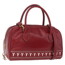 SAINT LAURENT Hand Bag Leather 2way Red Gold Auth 206113V-1