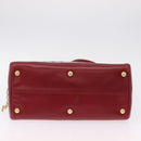 SAINT LAURENT Hand Bag Leather 2way Red Gold Auth 206113V-14