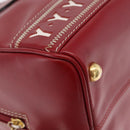 SAINT LAURENT Hand Bag Leather 2way Red Gold Auth 206113V-15