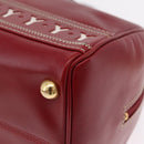 SAINT LAURENT Hand Bag Leather 2way Red Gold Auth 206113V-16