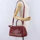 SAINT LAURENT Hand Bag Leather 2way Red Gold Auth 206113V-28