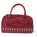 SAINT LAURENT Hand Bag Leather 2way Red Gold Auth 206113V-3