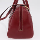 SAINT LAURENT Hand Bag Leather 2way Red Gold Auth 206113V-4