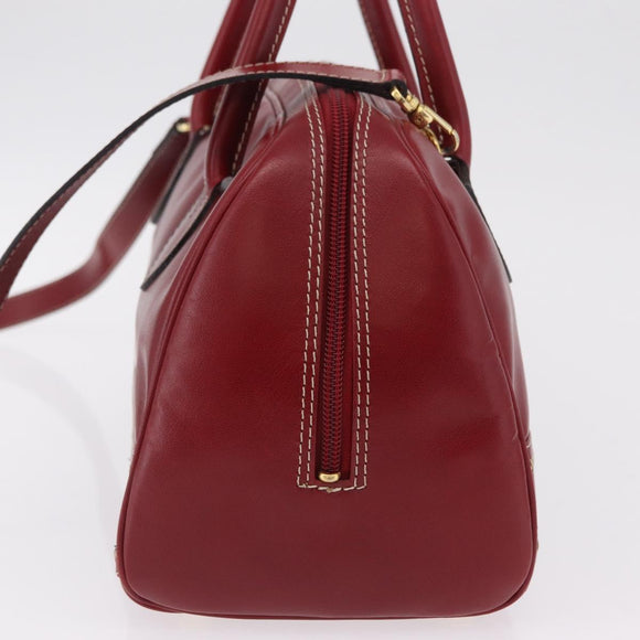 SAINT LAURENT Hand Bag Leather 2way Red Gold Auth 206113V