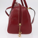 SAINT LAURENT Hand Bag Leather 2way Red Gold Auth 206113V-5