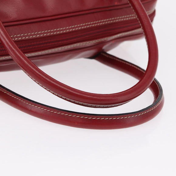 SAINT LAURENT Hand Bag Leather 2way Red Gold Auth 206113V