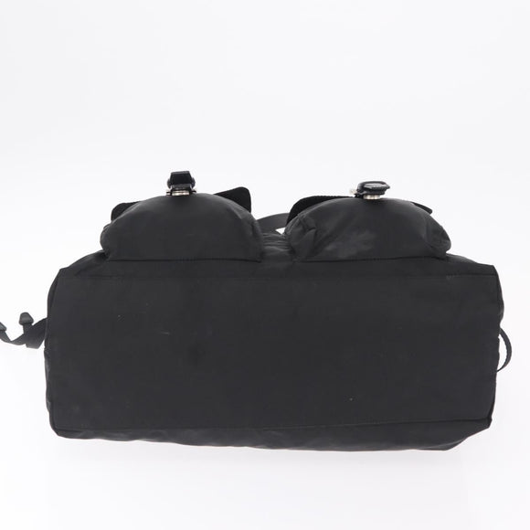 PRADA Tote Bag Nylon Black Silver Auth 206115V