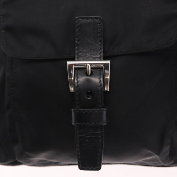 PRADA Tote Bag Nylon Black Silver Auth 206115V