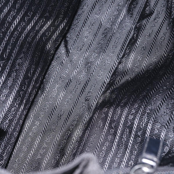 PRADA Tote Bag Nylon Black Silver Auth 206115V