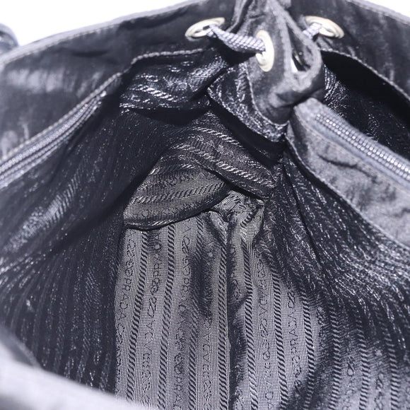PRADA Tote Bag Nylon Black Silver Auth 206115V