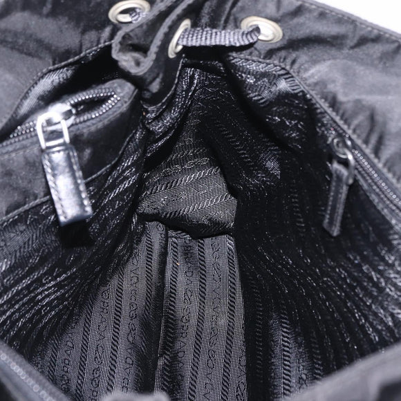 PRADA Tote Bag Nylon Black Silver Auth 206115V