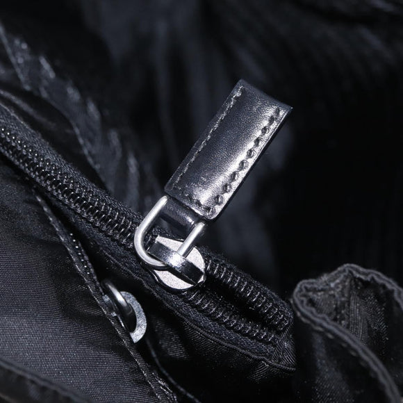 PRADA Tote Bag Nylon Black Silver Auth 206115V