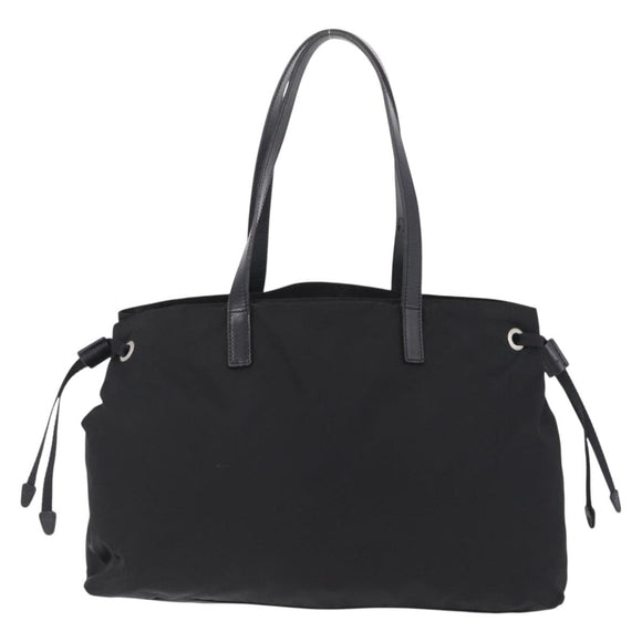 PRADA Tote Bag Nylon Black Silver Auth 206115V