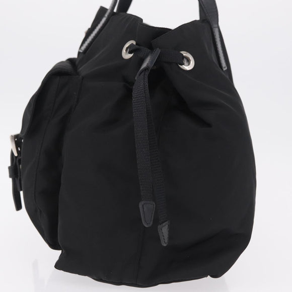 PRADA Tote Bag Nylon Black Silver Auth 206115V