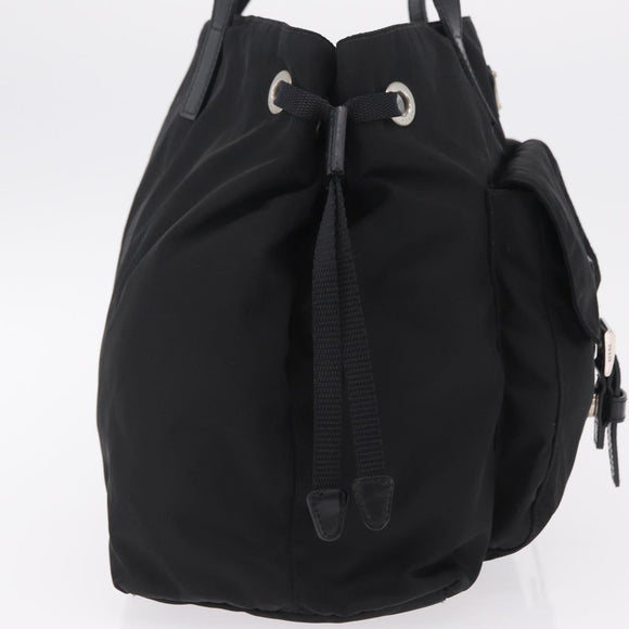 PRADA Tote Bag Nylon Black Silver Auth 206115V