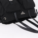 PRADA Tote Bag Nylon Black Silver Auth 206115V-6