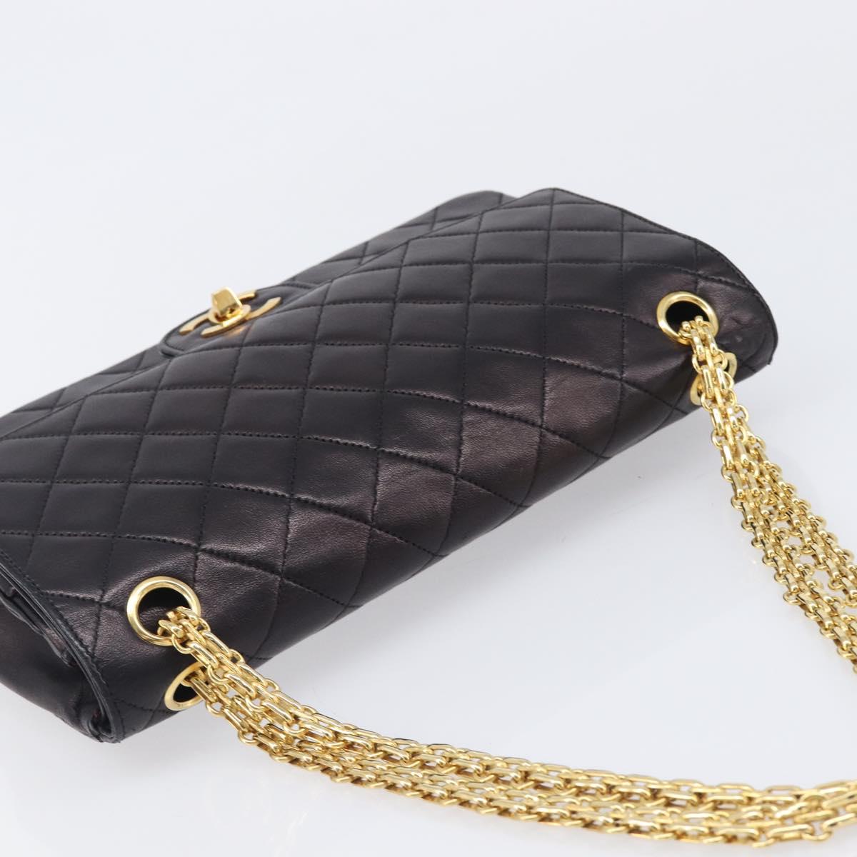 CHANEL Matelasse Chain Shoulder Bag Lamb Skin Vintage Black Gold