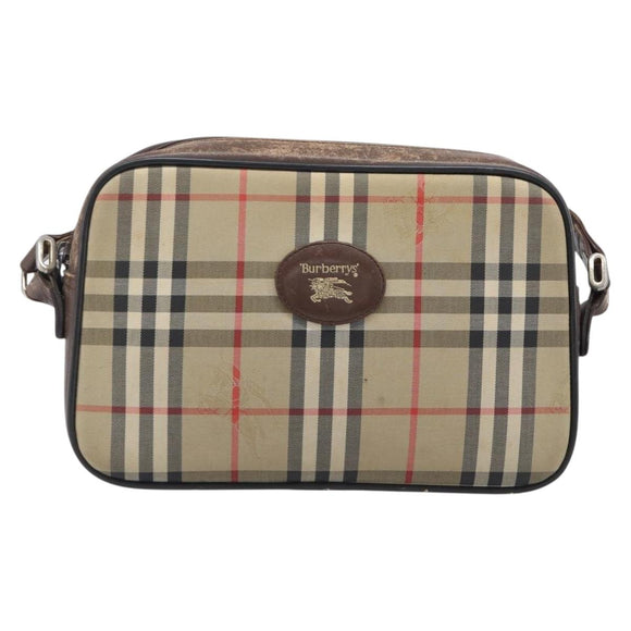 Burberrys Nova Check Shoulder Bag Canvas Beige Gold Auth 206119