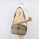 Burberrys Nova Check Shoulder Bag Canvas Beige Gold Auth 206119-26
