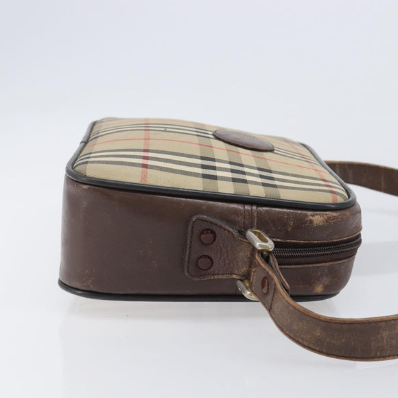 Burberrys Nova Check Shoulder Bag Canvas Beige Gold Auth 206119