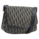 Christian Dior Trotter Canvas Shoulder Bag Black Gold Auth 206120V-1