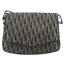 Christian Dior Trotter Canvas Shoulder Bag Black Gold Auth 206120V-2