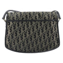Christian Dior Trotter Canvas Shoulder Bag Black Gold Auth 206120V-3