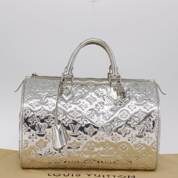 LOUIS VUITTON Monogram Miroir Speedy 30 Bag Silver Argent M95786 Auth 206125SAV