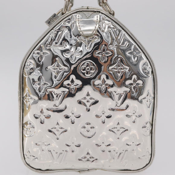 LOUIS VUITTON Monogram Miroir Speedy 30 Bag Silver Argent M95786 Auth 206125SAV