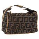 FENDI Zucca Canvas Vanity Hand Bag Black Brown Auth 206127V-1